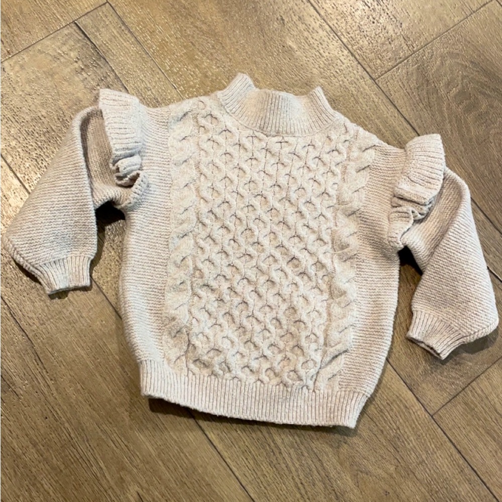 Old Navy Ruffle Hem Long Sleeve Crew Neck Knit Sweater (Toddler)